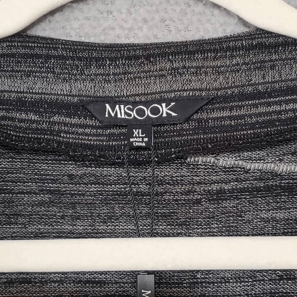 NWT Misook Women's Smoke Black Gray Melange Wave 3/4 Sleeve Knit Jacket XL - Picture 3 of 7